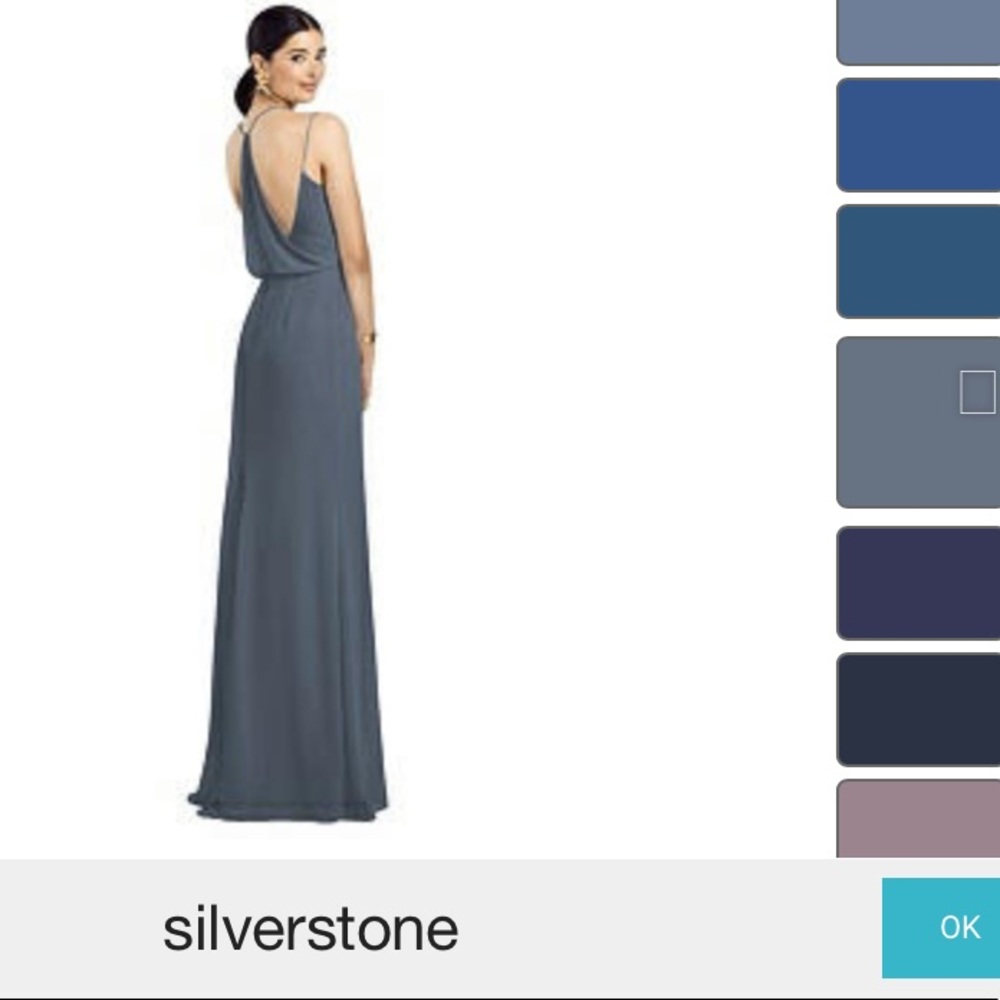 Dessy Draped Blouson Back Chiffon Maxi Dress in Silverstone